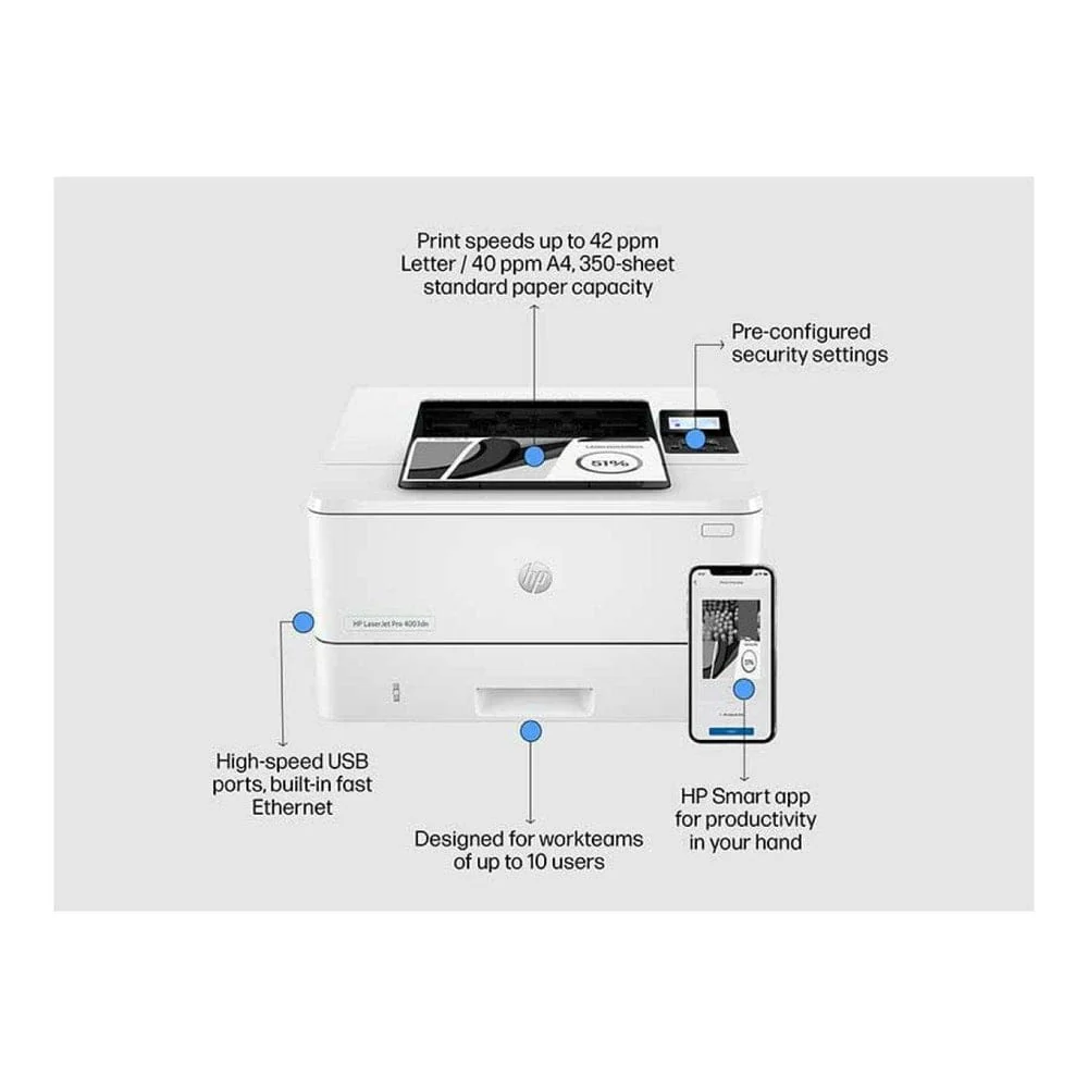 HP LaserJet Pro 4003dn A4 Mono Laser Printer 2Z609A (Open Box) - Image 7