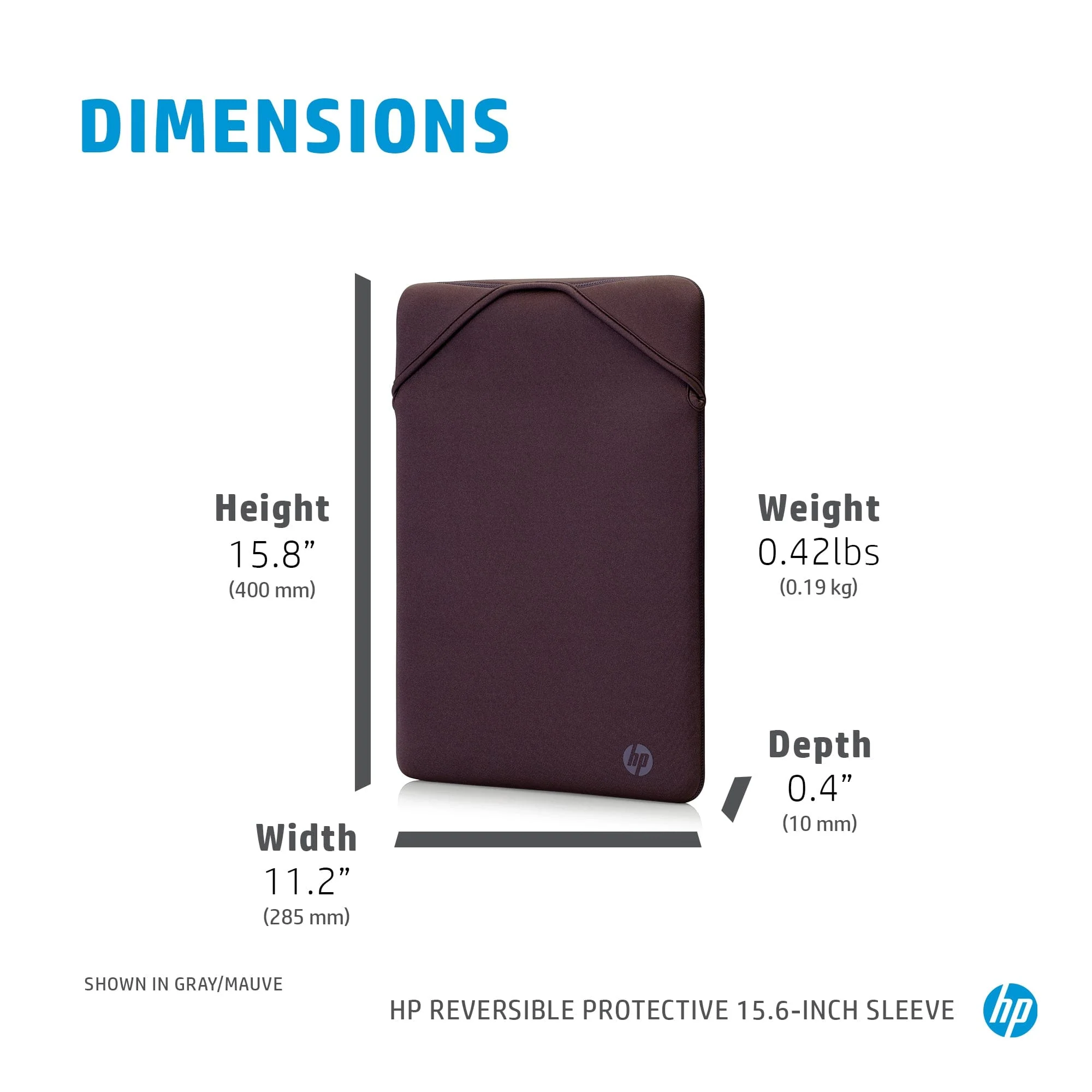 HP Mauve 15.6-inch Reversible Protective Notebook Sleeve 2F1W8AA - Image 2