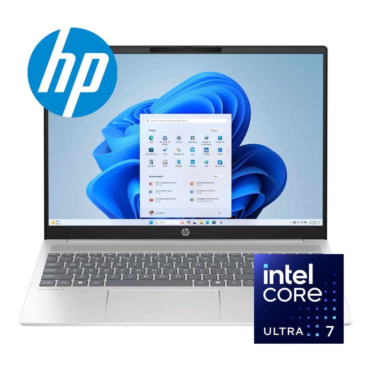 HP OmniBook 5 16-af1005ni 16-inch 2K AI Laptop - Intel Core Ultra 7 255U 1TB SSD 24GB RAM Win 11 Home Glacier Silver - Image 2