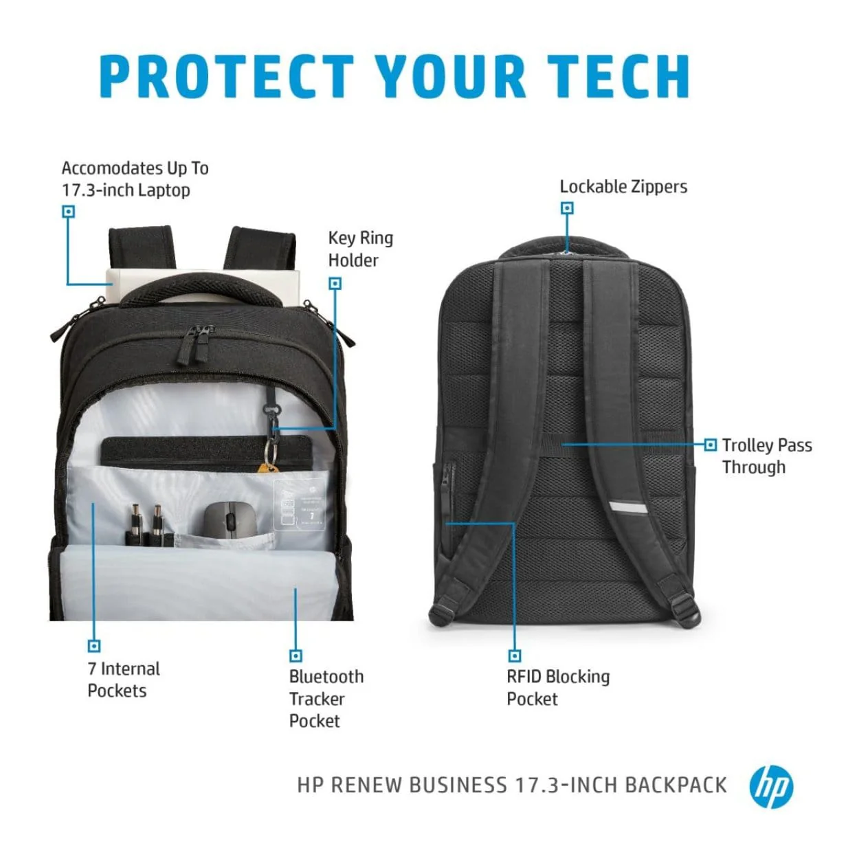 HP Renew Business 17.3-inch Notebook Backpack 3E2U5UT - Image 7