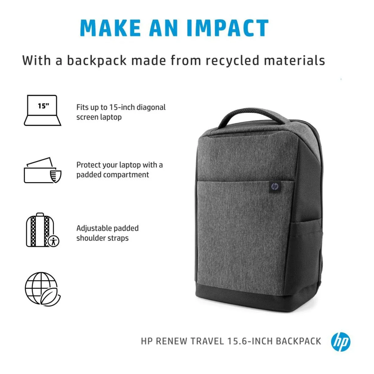 HP Renew Travel 15.6-inch Backpack 2Z8A3AA - Image 5