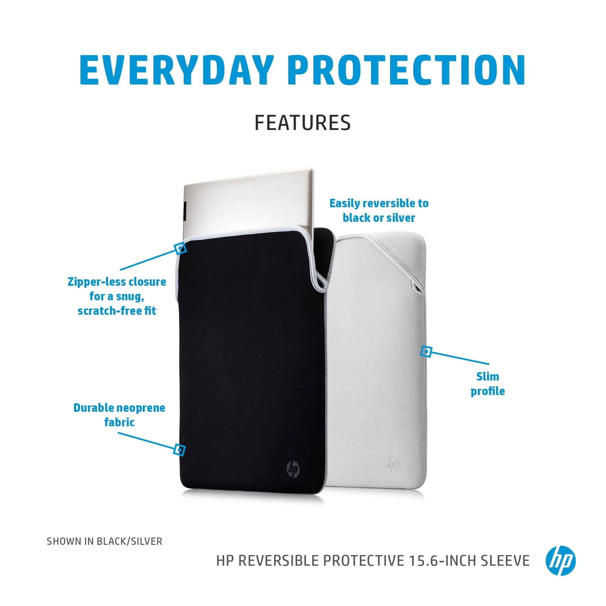 HP Reversible Protective 15.6-inch Notebook Sleeve Blue 2F1X7AA - Image 8