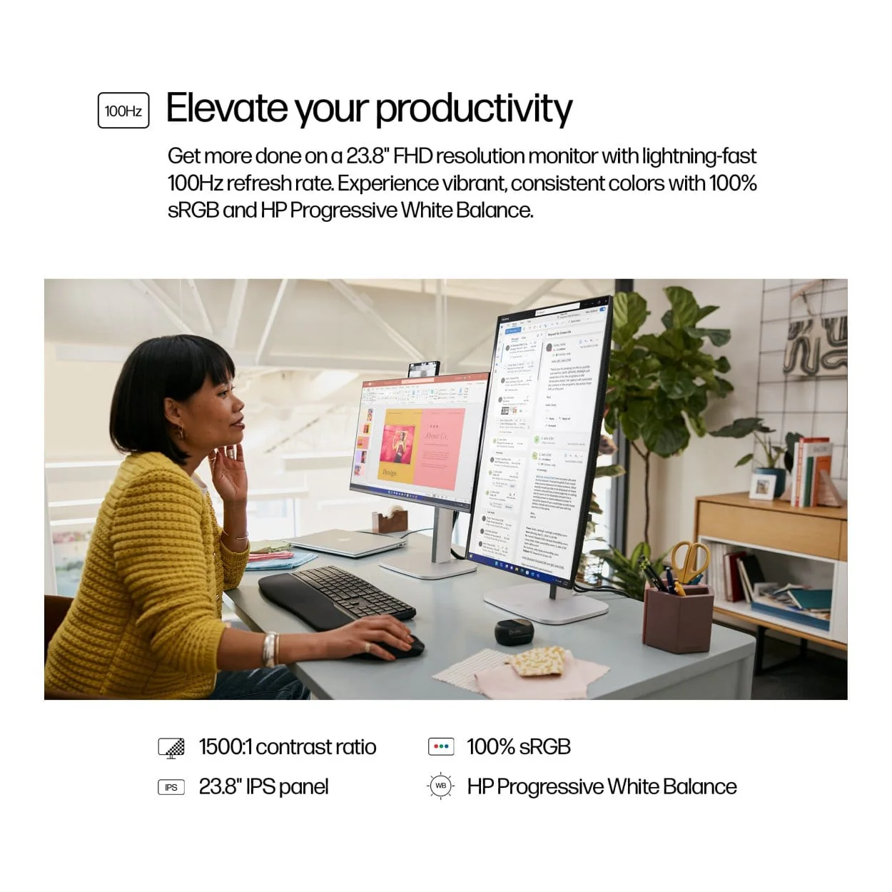 HP Series 5 Pro 524pf 23.8-inch 1920 x 1080p FHD 16:9 100Hz 5ms LED IPS Monitor 9D9L6UT - Image 11