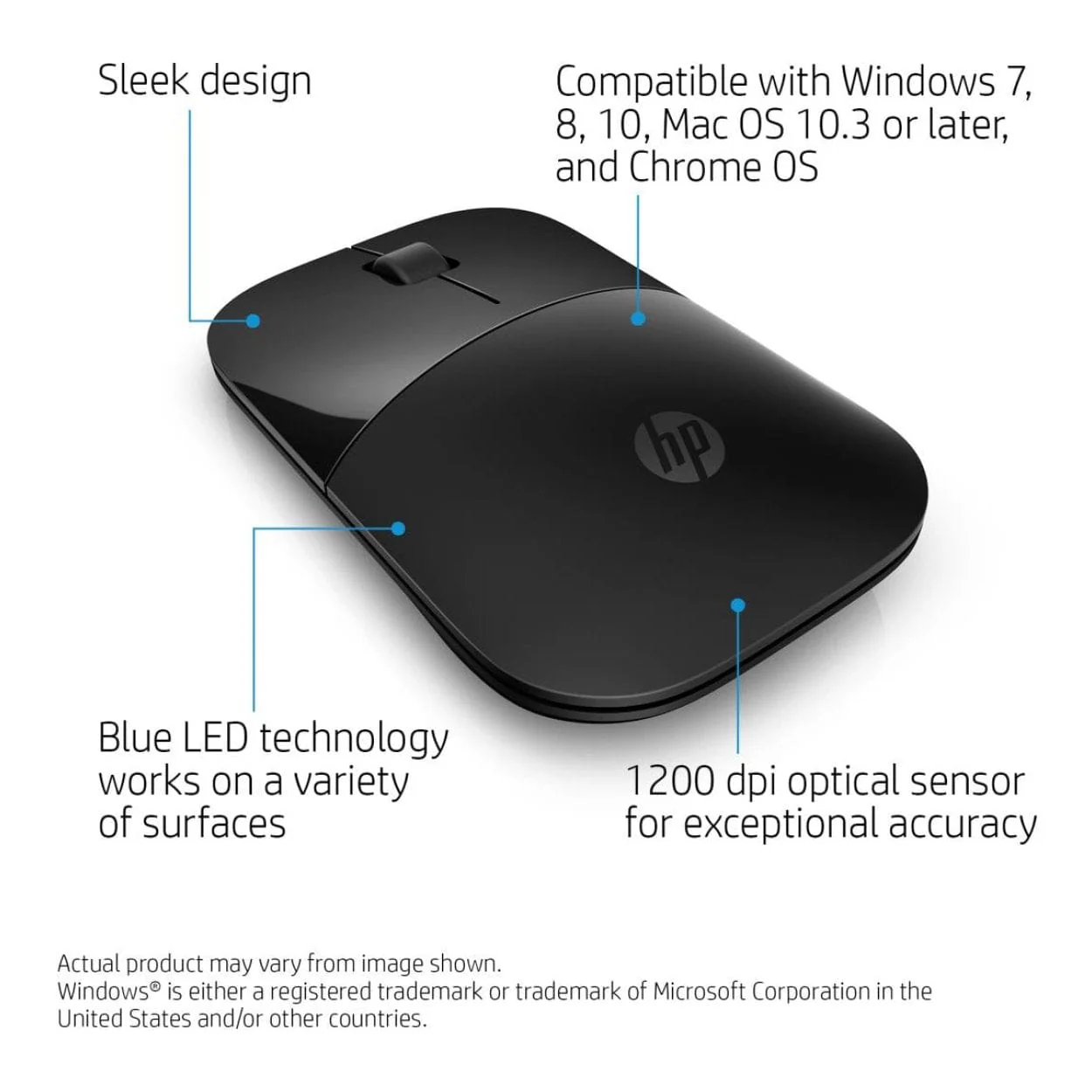 HP Z3700 Wireless Mouse Black V0L79AA - Image 5