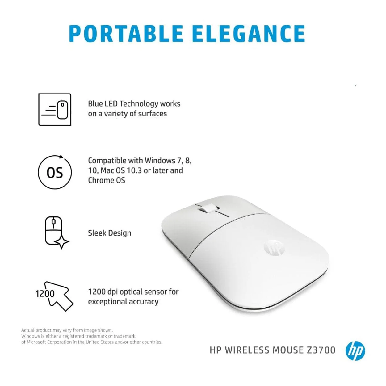 HP Z3700 Wireless Mouse Ceramic White 171D8AA - Image 5