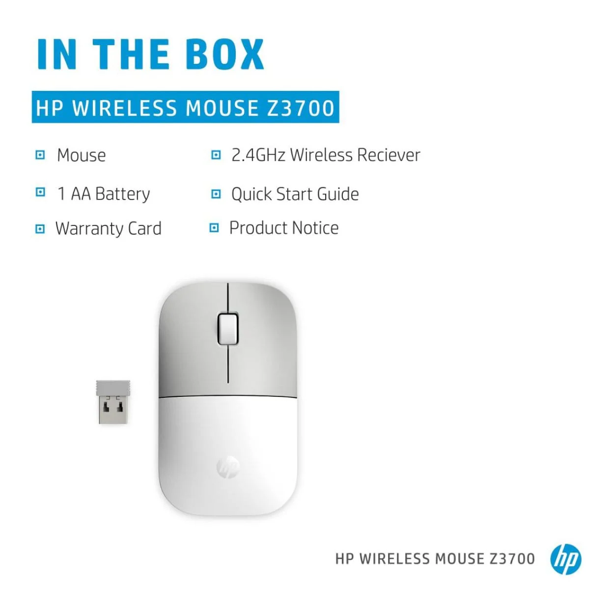 HP Z3700 Wireless Mouse Ceramic White 171D8AA - Image 7