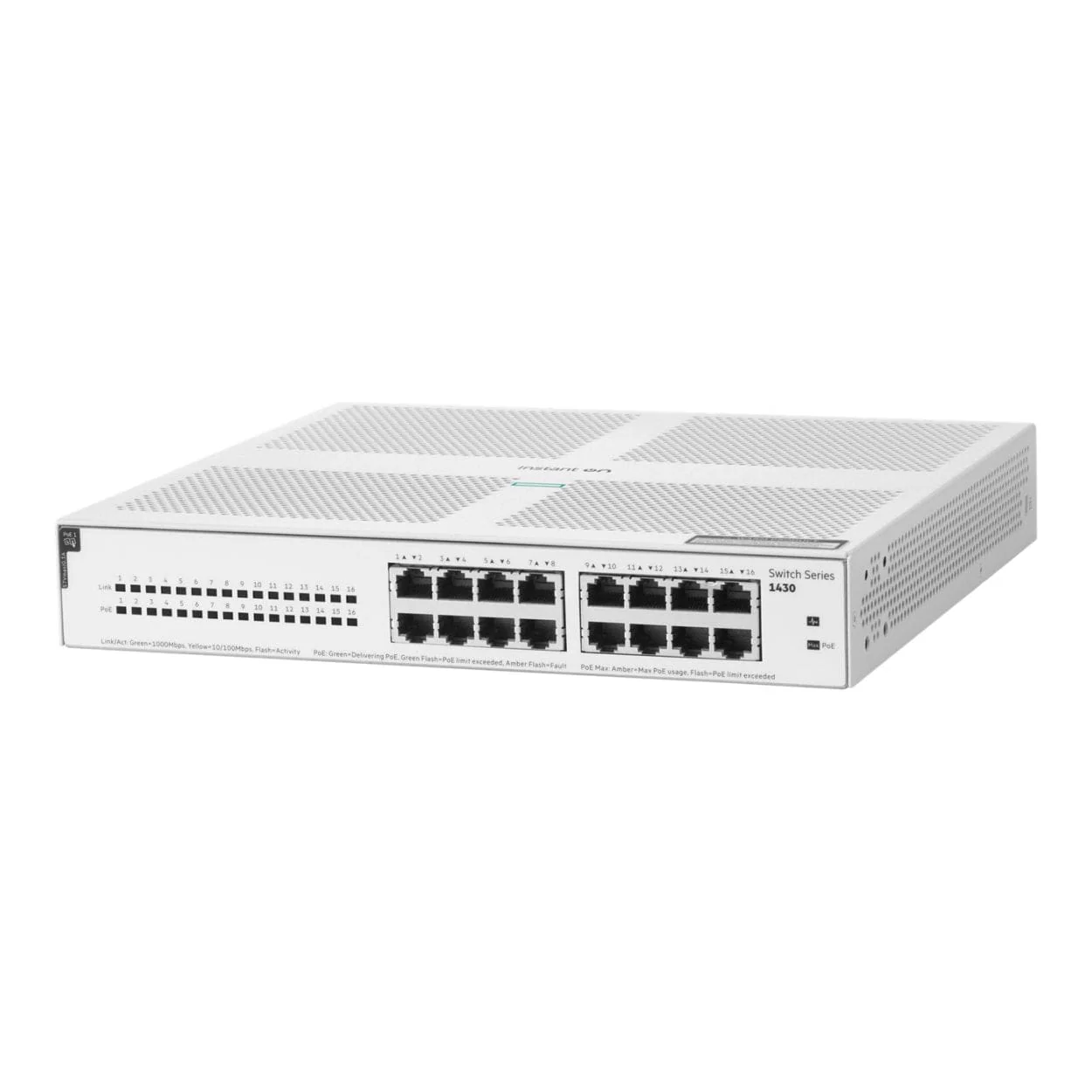 HPE Networking Instant On 1430 16-port Class4 Unmanaged L2 Gigabit Ethernet PoE Switch White R8R48A - Image 2