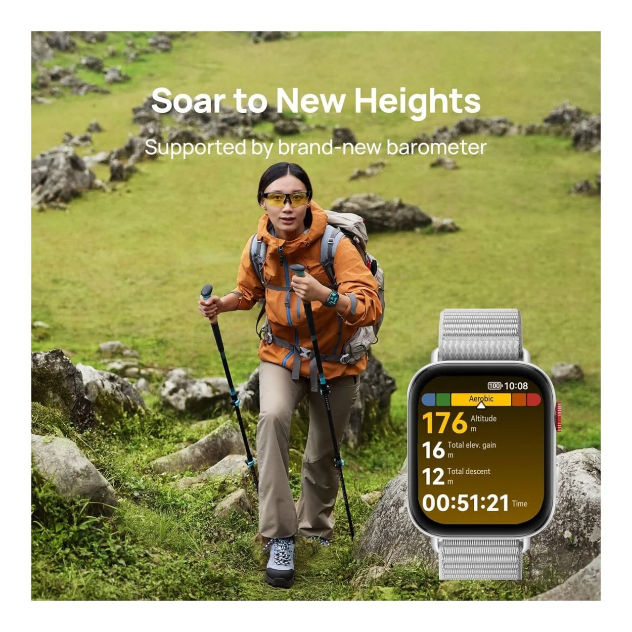 Huawei Watch Fit 4 with Nylon Fluoroelastomer Strap - Grey 55020FAC - Image 9