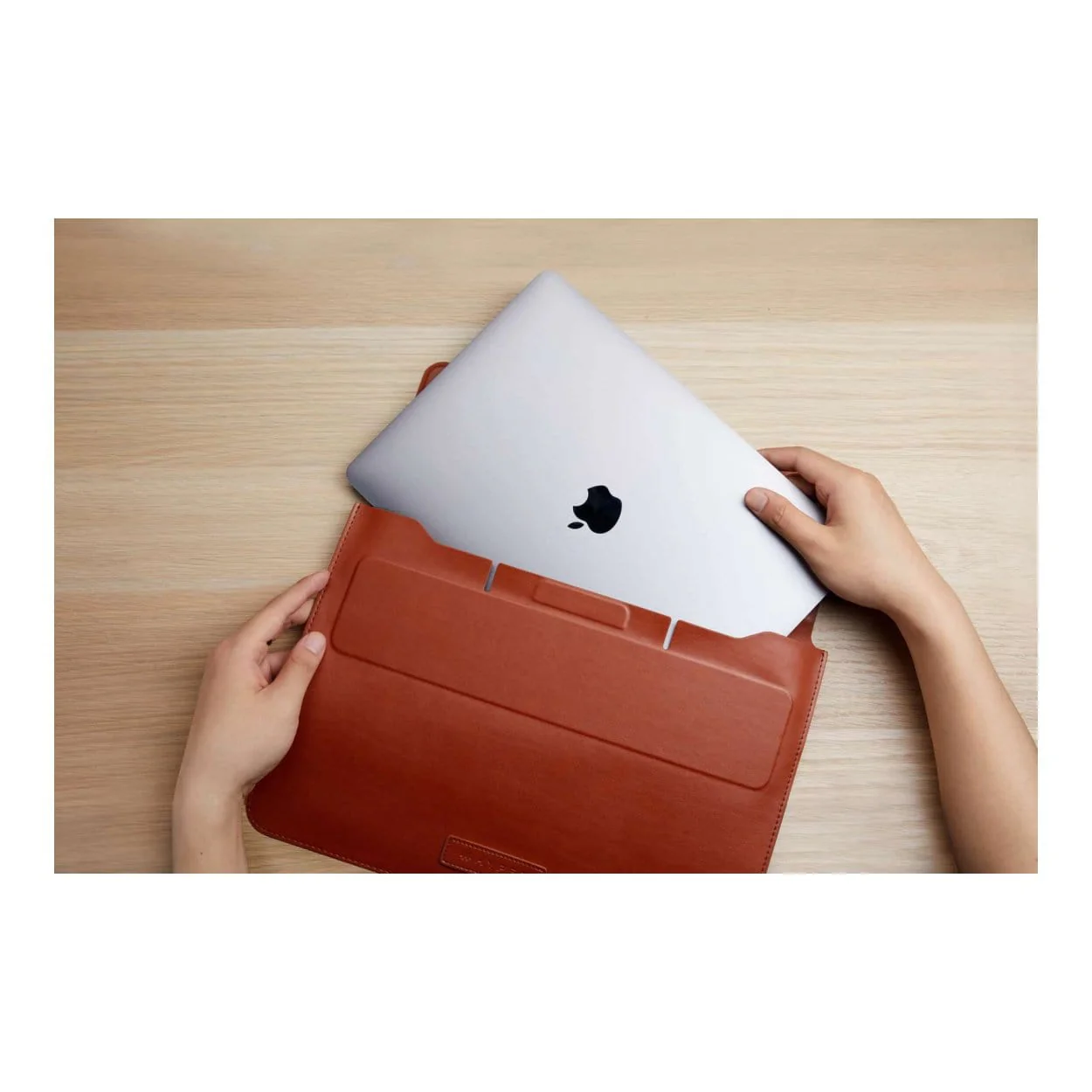 Hyper HyperShield Stand & Go Sleeve for 13-14-inch MacBook Pro and Air - Tan HS595-14T - Image 3