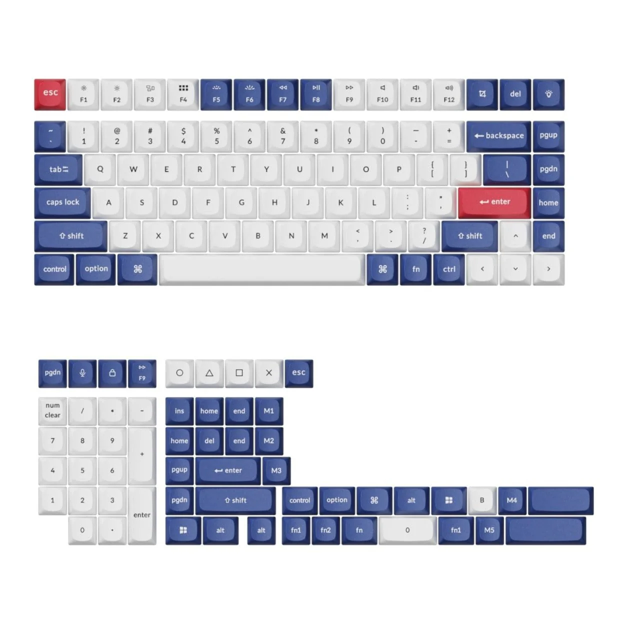Keychron Double-Shot PBT OSA Profile Keycap Set Blue and White PBT-53 - Image 2
