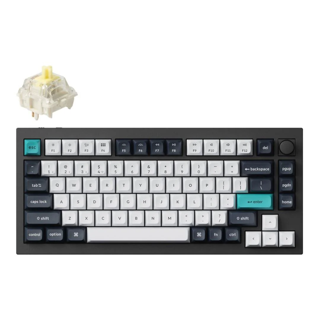 Keychron Q1 Max RGB Wireless Custom Mechanical Keyboard Gateron Banana Switches Black Q1M-M4