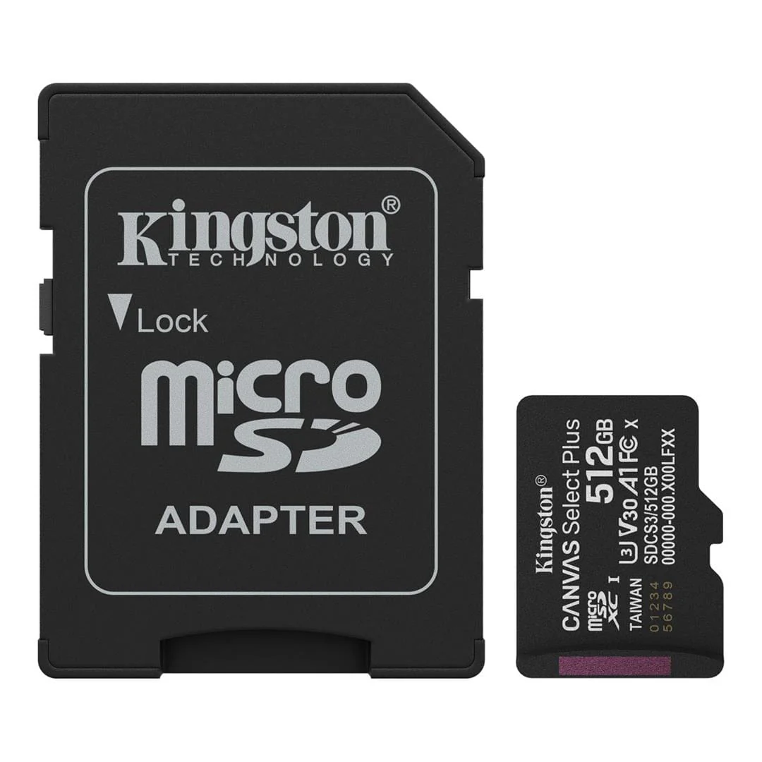 Kingston Canvas Select Plus 512GB UHS-I microSDXC Memory Card SDCS3/512GB