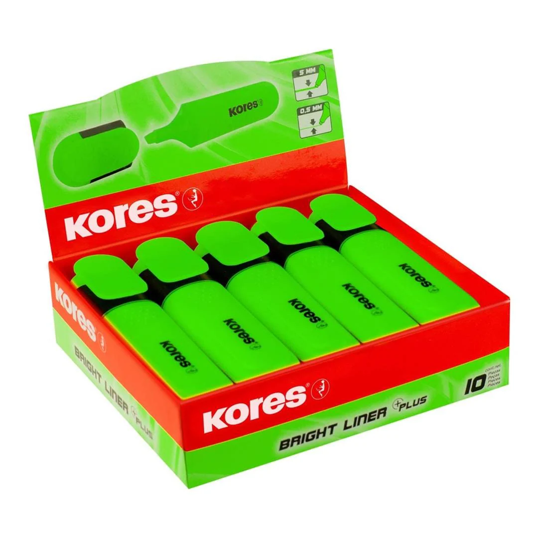 Kores Bright Liner Plus Chisel Tip 10-pack Green 36105