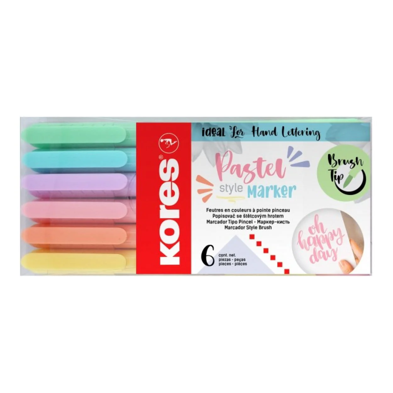 Kores Pastel Style Brush Tip Markers 6-pack 21462 - Image 2