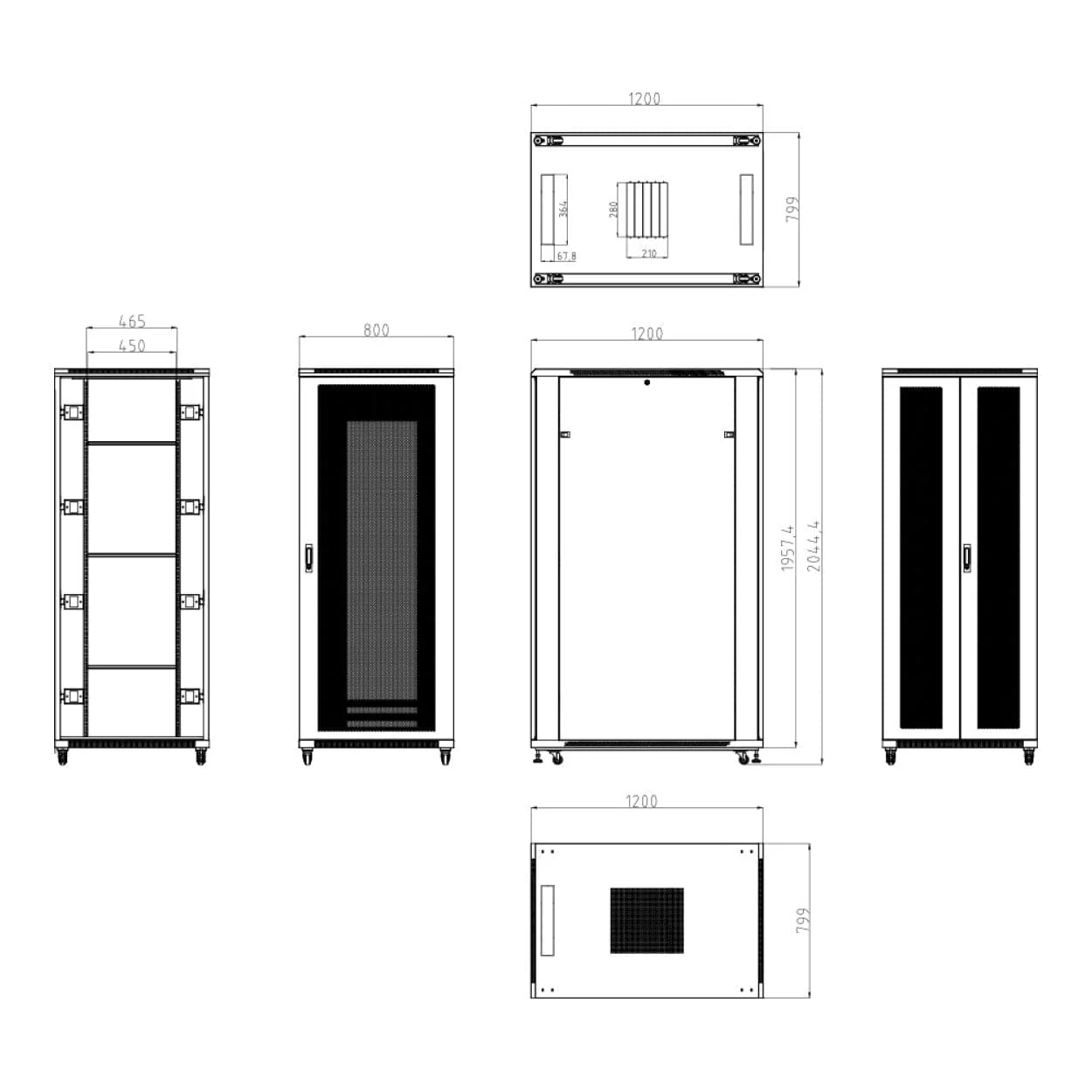 LinkQnet 800x1.2m 42U Mesh Cabinet SH06A-8142-42U 800 - Image 5