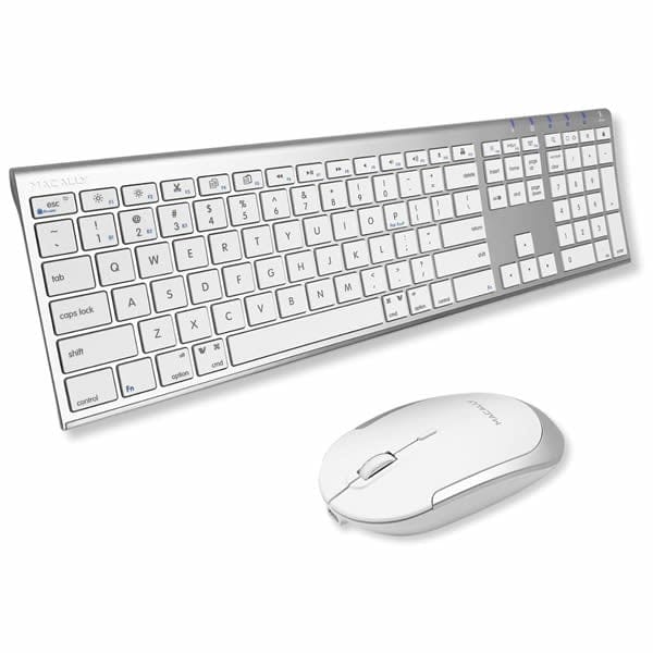 Macally Premium Bluetooth Rechargeable Keyboard and Mouse Combo for Mac - Silver ACEBTKEYACB - Image 2