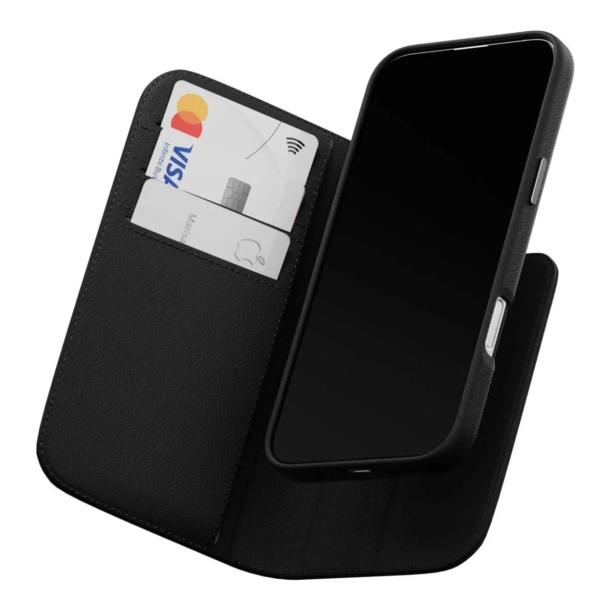 MagEasy Card Folio M Flip Leather Phone Case for iPhone 16 Pro Max - Black MPH67P263BK24 - Image 2