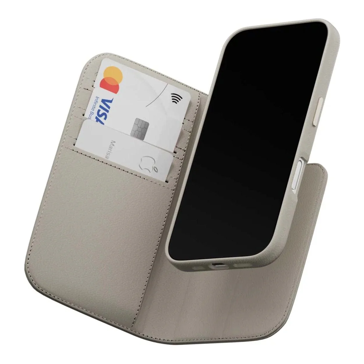 MagEasy Card Folio M Flip Leather Phone Case for iPhone 16 Pro - Starlight MPH66P263SI24 - Image 2