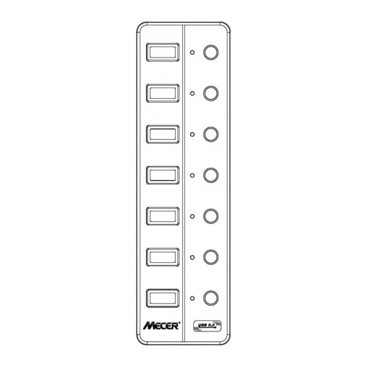 Mecer U3-7HL 7-port External PDU Black - Image 2