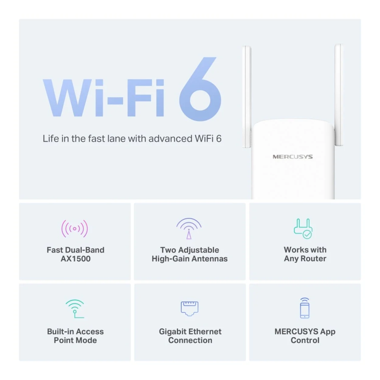 Mercusys AX1500 Wi-Fi 6 Range Extender White ME60X - Image 4
