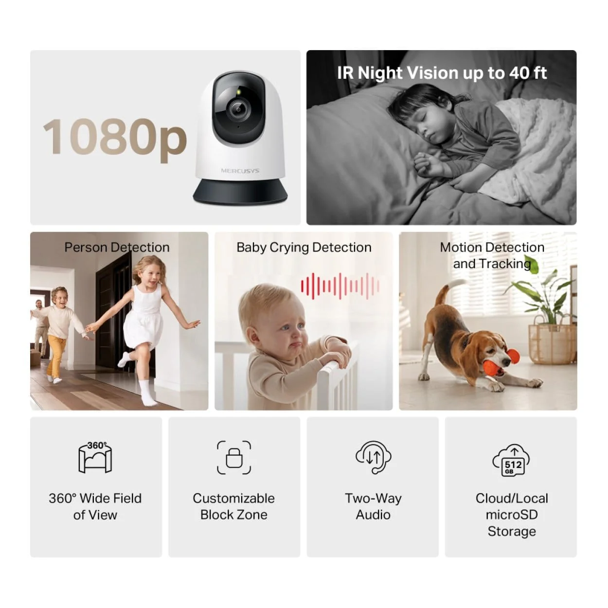 Mercusys MC200 Pan/Tilt Home Security Wi-Fi Camera - Image 2