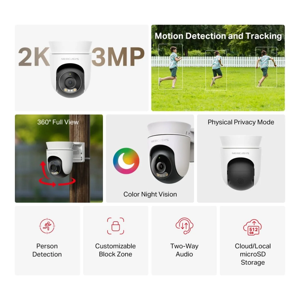 Mercusys MC510 Outdoor Pan/Tilt Security Wi-Fi Camera - Image 2