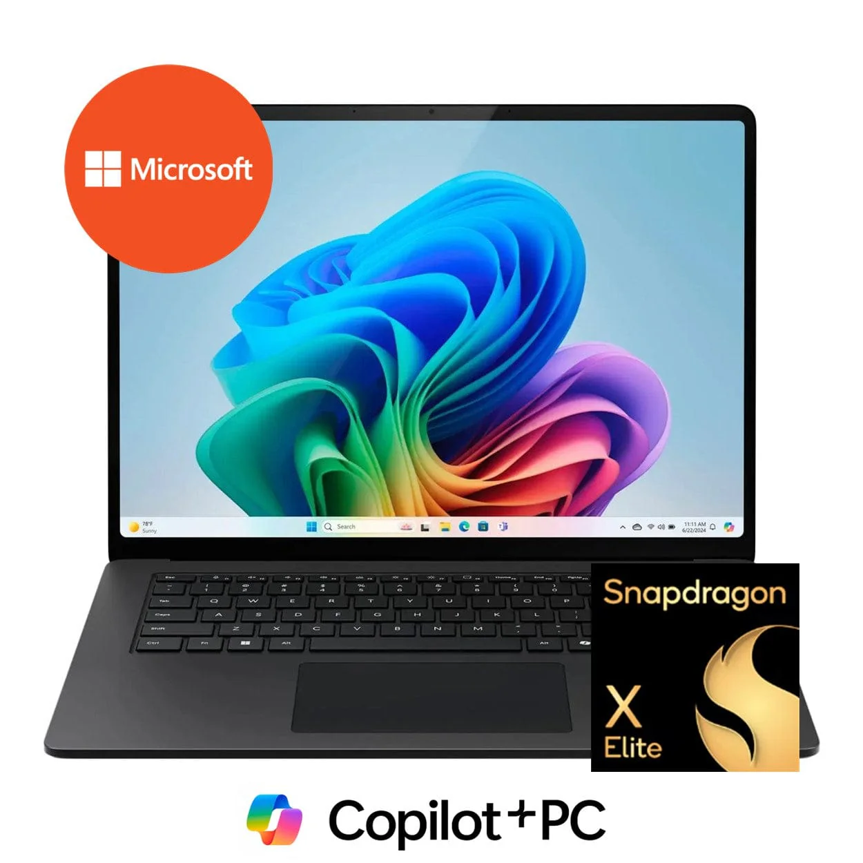Microsoft Surface 7 15-Inch PixelSense AI Laptop - Snapdragon X Elite 512GB SSD 16GB RAM Win 11 Pro Black - Image 2