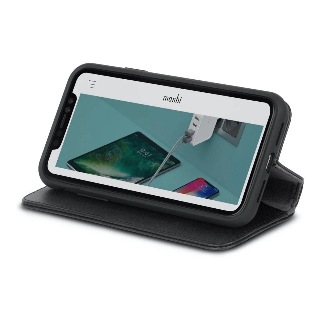 Moshi Overture Premium Wallet Case for iPhone XS Max - Charcoal Black 99MO091011 - Image 4