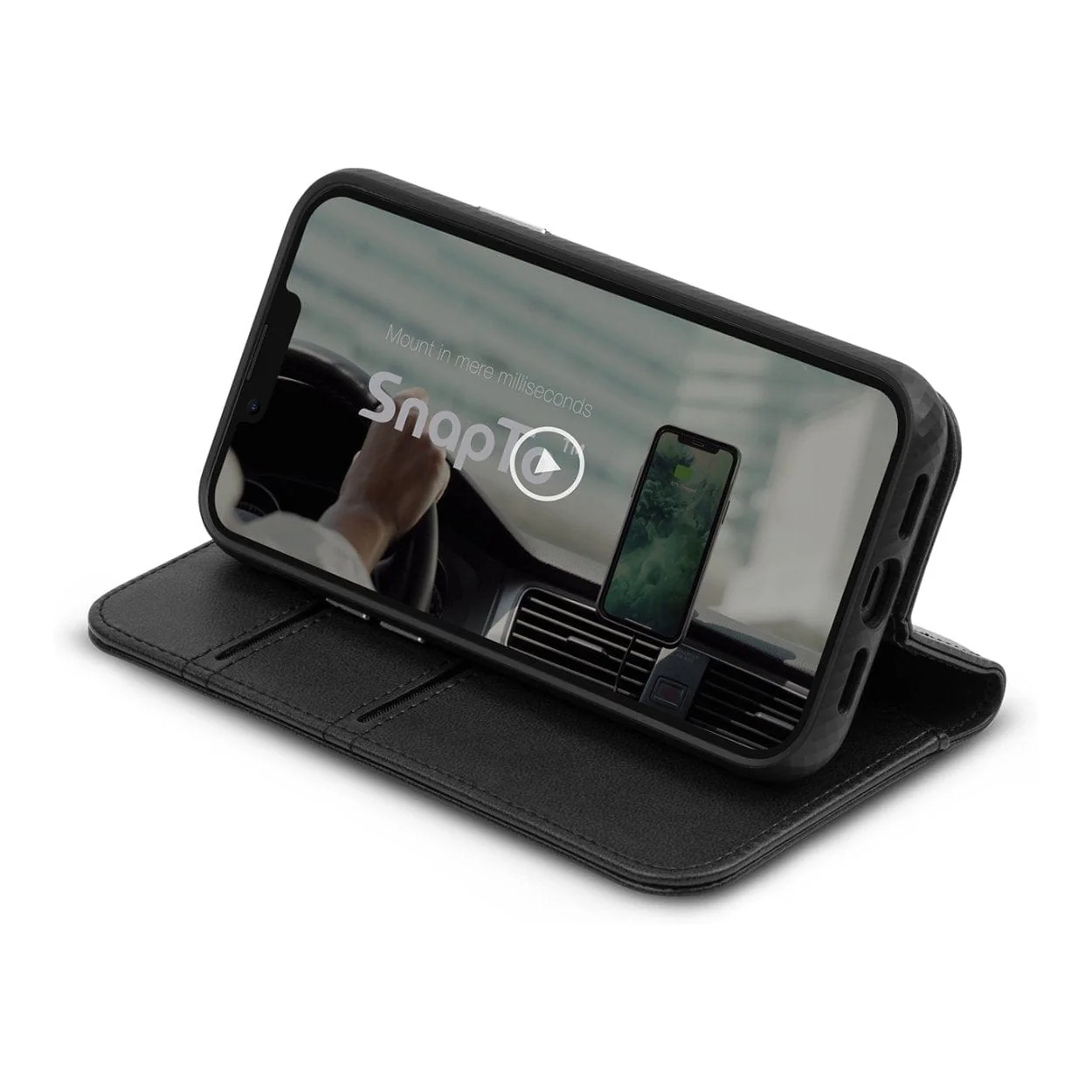 Moshi Overture SnapTo Case with Detachable Magnetic Wallet for iPhone 13 Pro - Jet Black - Image 2