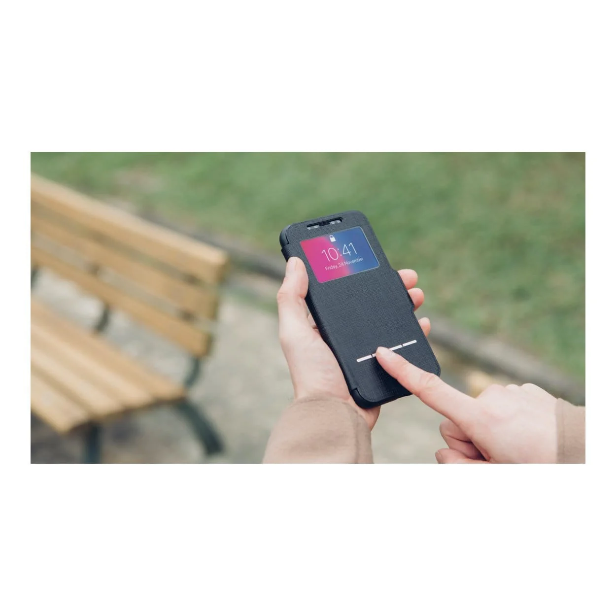 Moshi SenseCover Portfolio Case for iPhone X - Metro Black 99MO072010 - Image 5