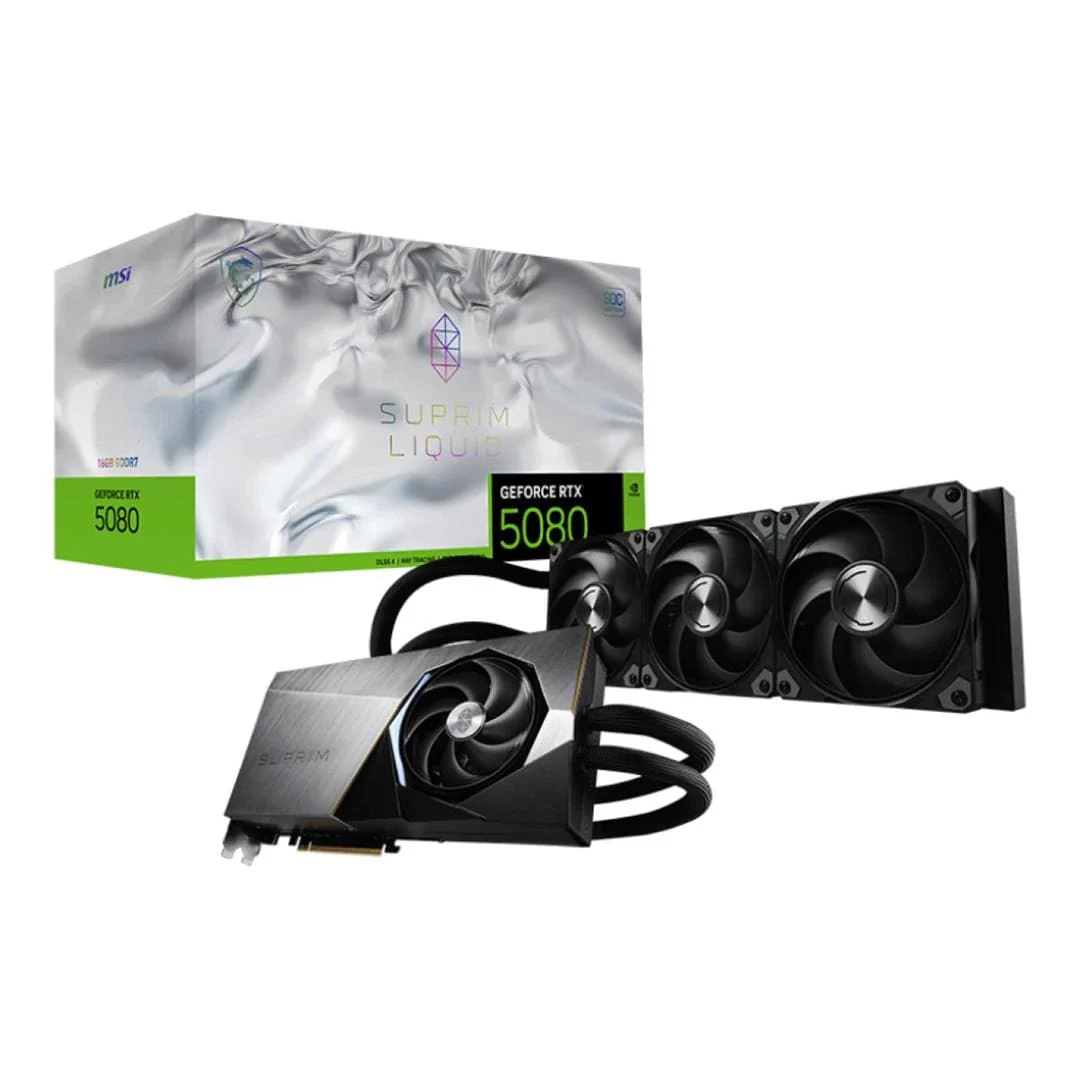 MSI GeForce RTX 5080 16G Suprim Liquid SOC 16GB GDDR7 Graphics Card