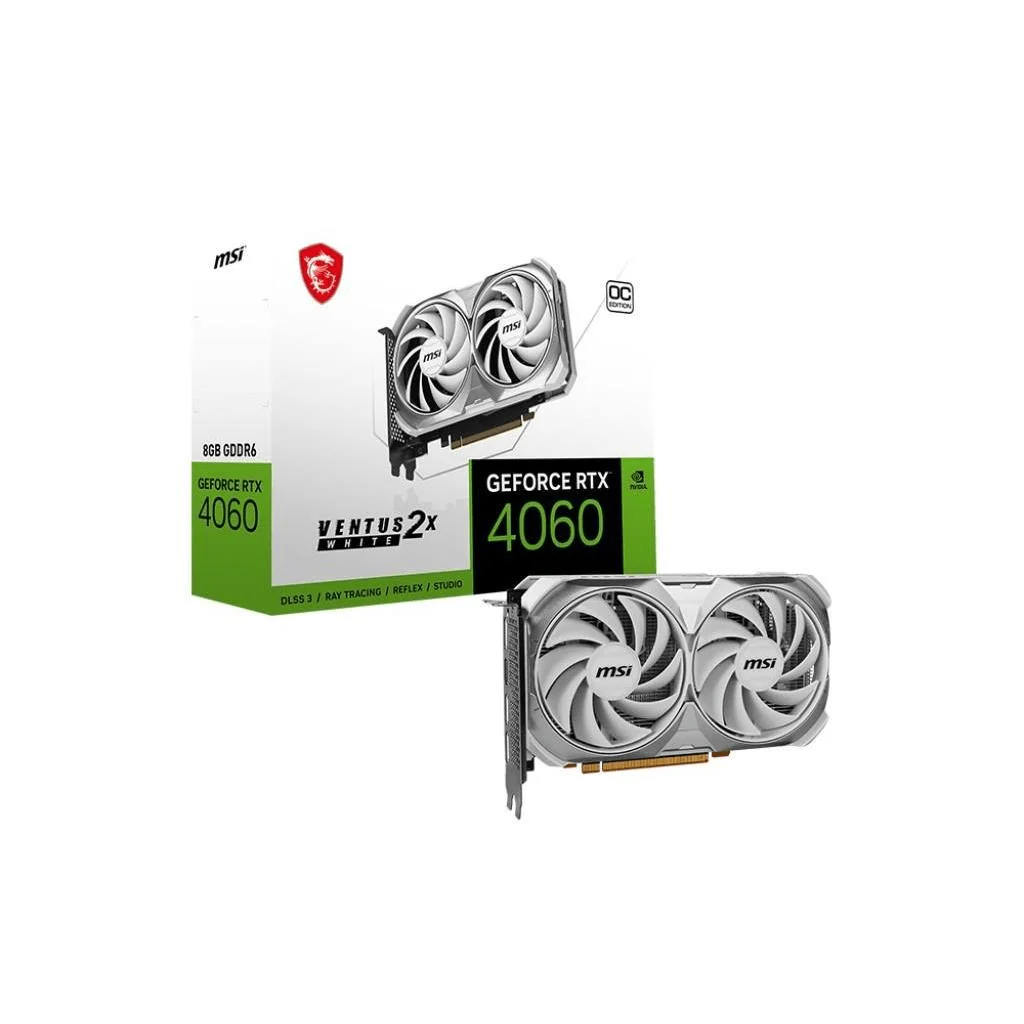MSI Ventus GeForce RTX 4060 2X White 8G OC 8GB GDDR6 Graphics Card