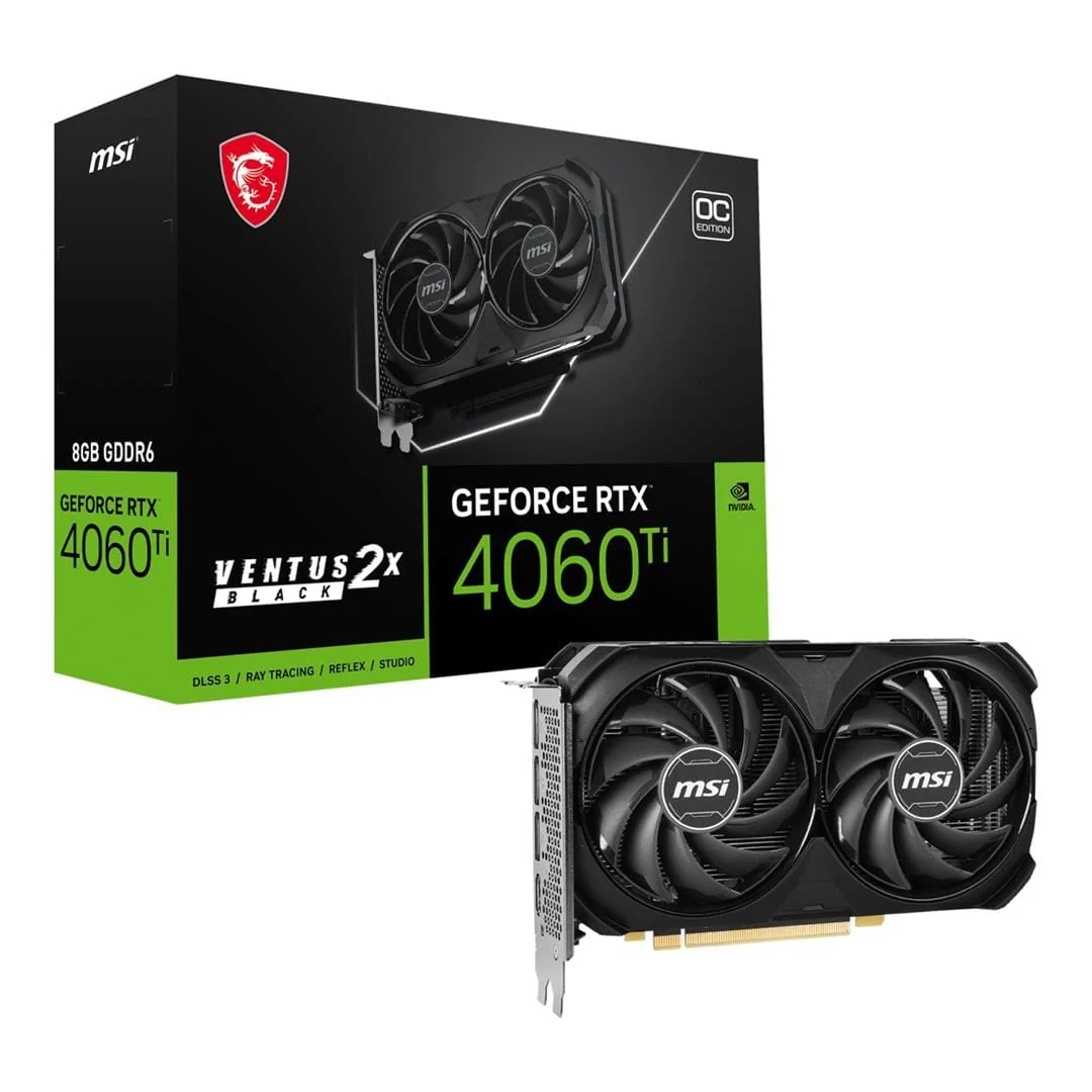 MSI Ventus GeForce RTX 4060 Ti 2X Black 8G OC GDDR6 Graphics Card