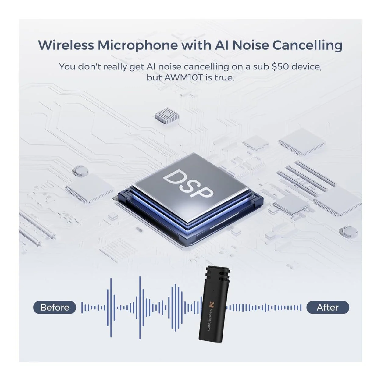 NearStream AWM10T-P AI Noise-Canceling Mini Wireless Microphones - Image 3