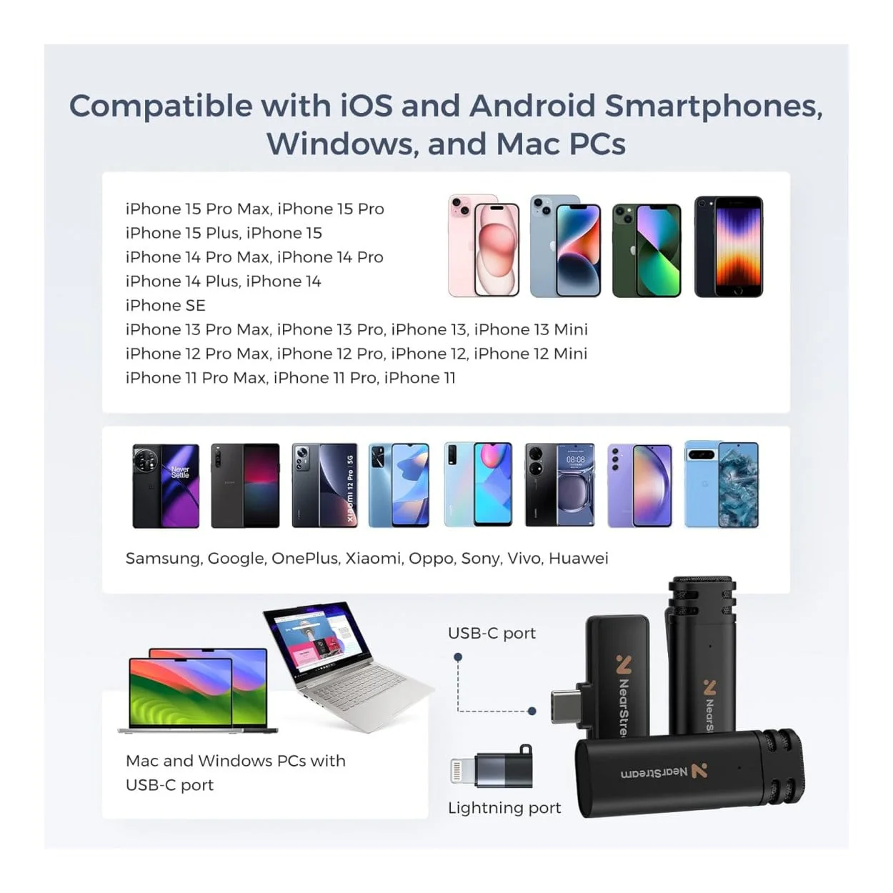 NearStream AWM10T-P AI Noise-Canceling Mini Wireless Microphones - Image 6