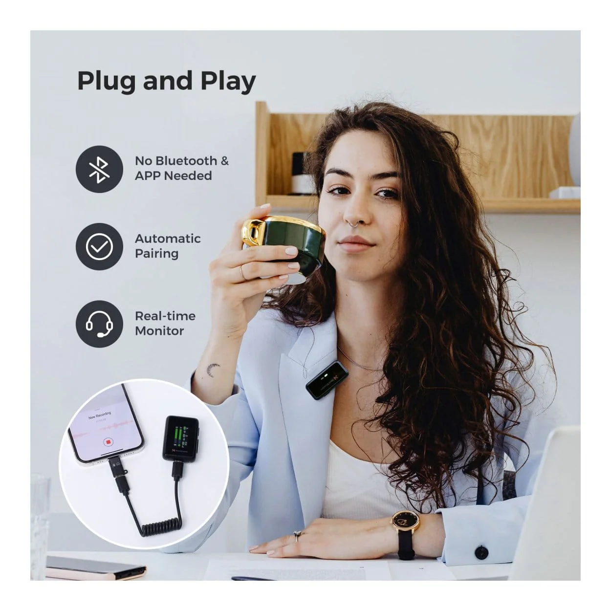 NearStream AWM20D AI Noise-Canceling Lavalier Microphone - Image 6