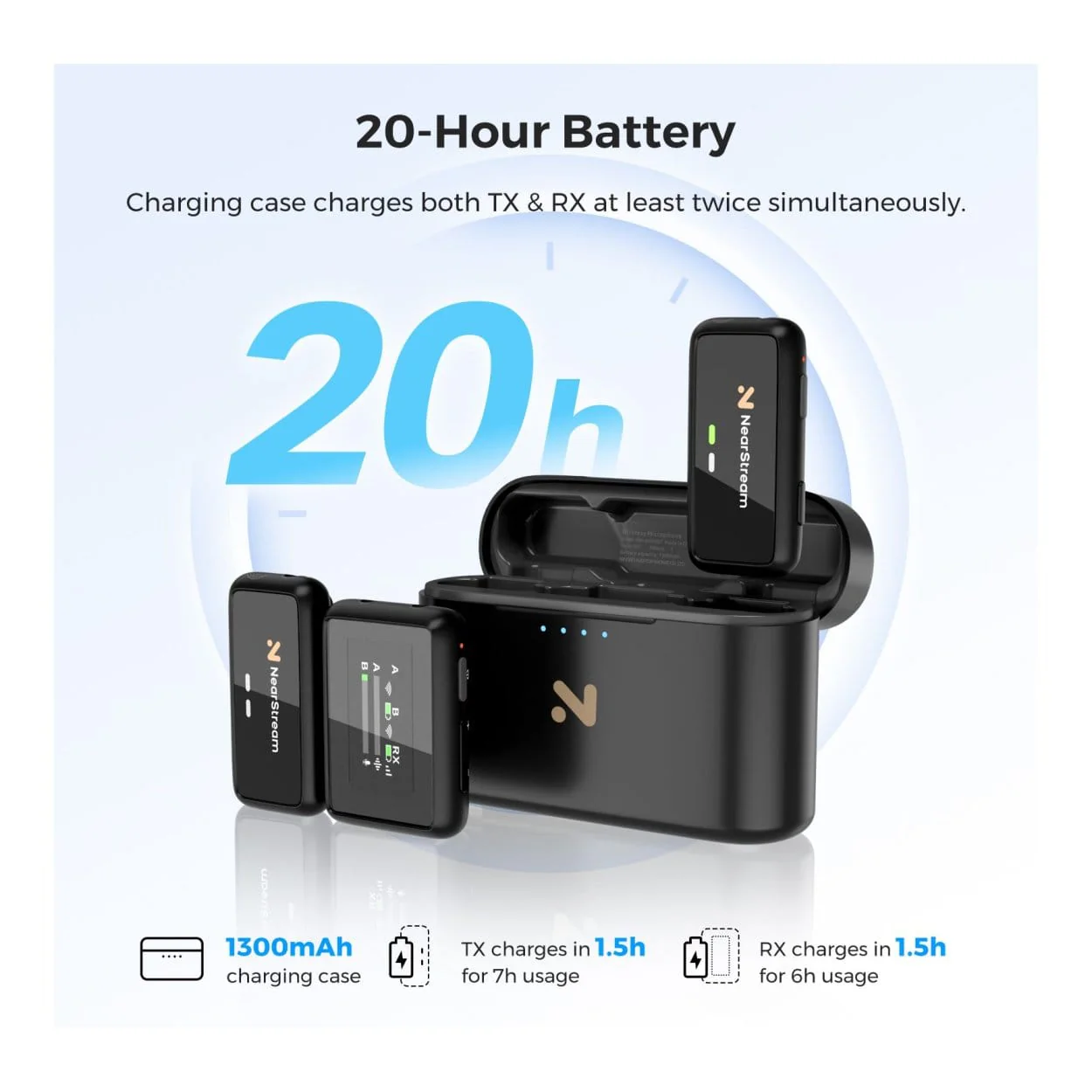 NearStream AWM20T AI Noise-Canceling Premium Lavalier Dual Wireless Microphones - Image 5