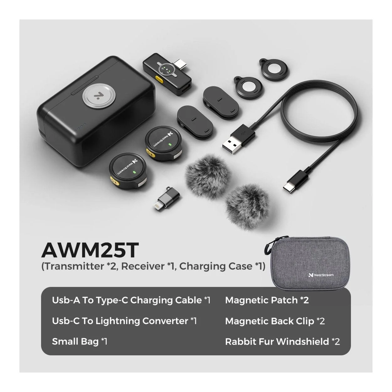 NearStream AWM25T AI Noise-Canceling All-In-One Lavalier Wireless Microphone Kit - Image 7