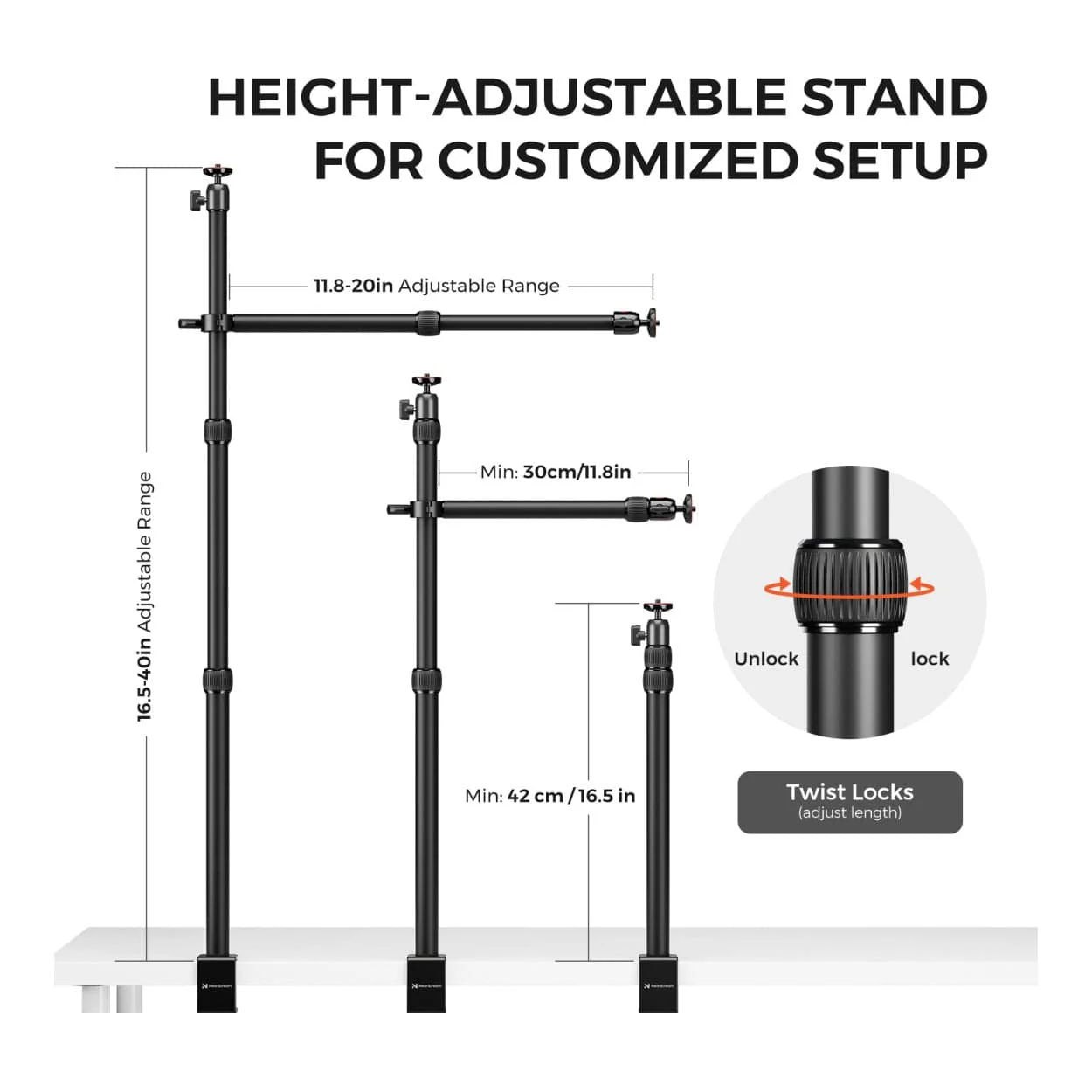 NearStream ST40 Camera Desk Mount with Dual Telescopic Arms - Image 3