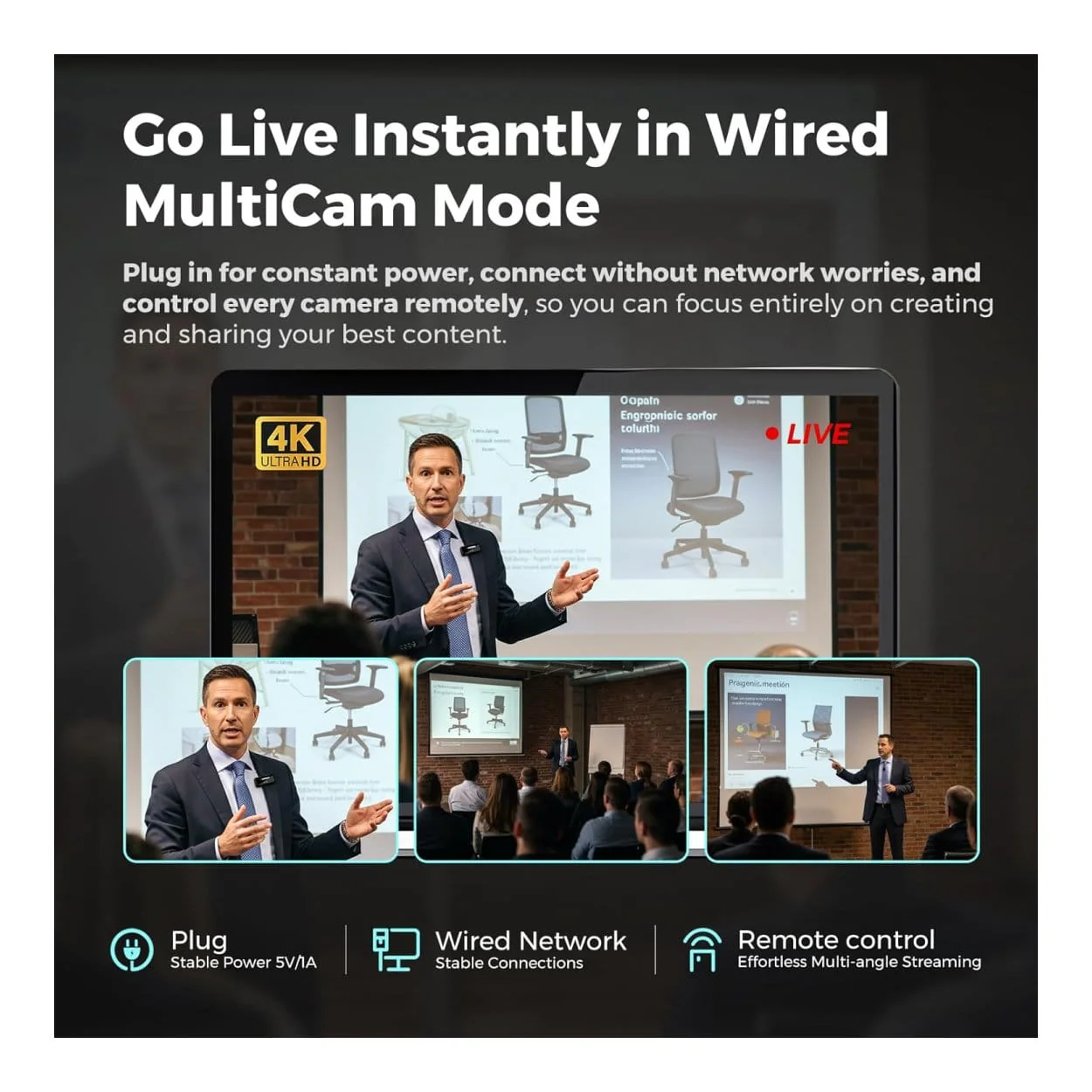 NearStream VM20 4K 5MP AI Noise-Canceling Streaming Camera - Image 6