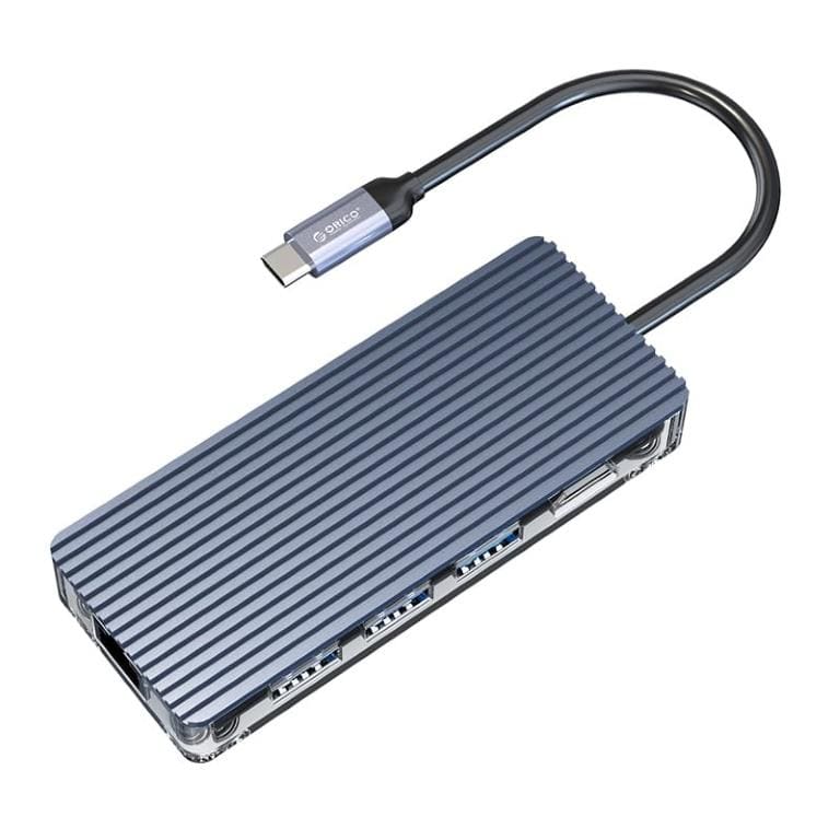 Orico 8-in-1 to Type-C Transparent Hub WB-8P-GY-BP - Image 3