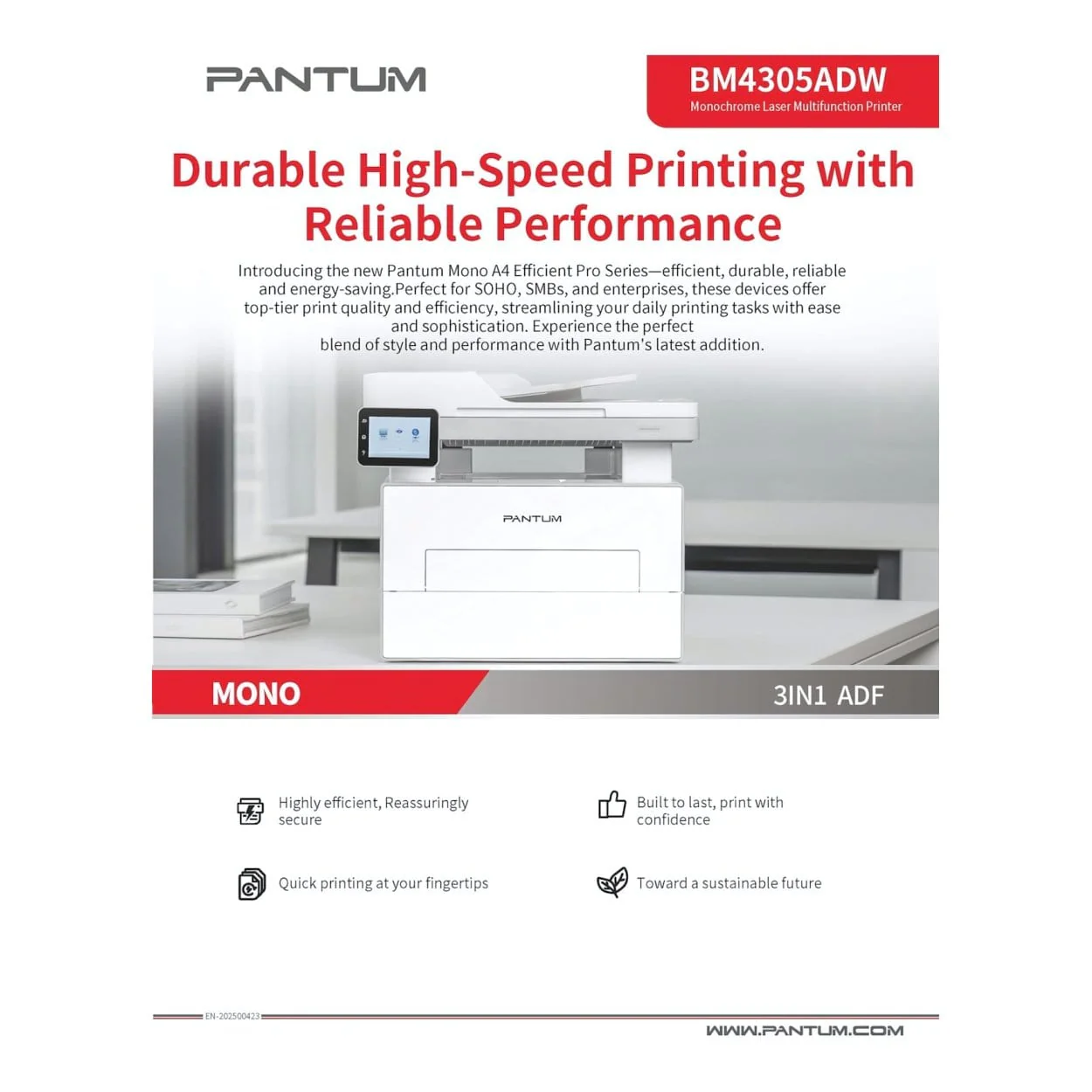 Pantum BM4305ADW A4 Multifunction Mono Laser Printer - Image 4