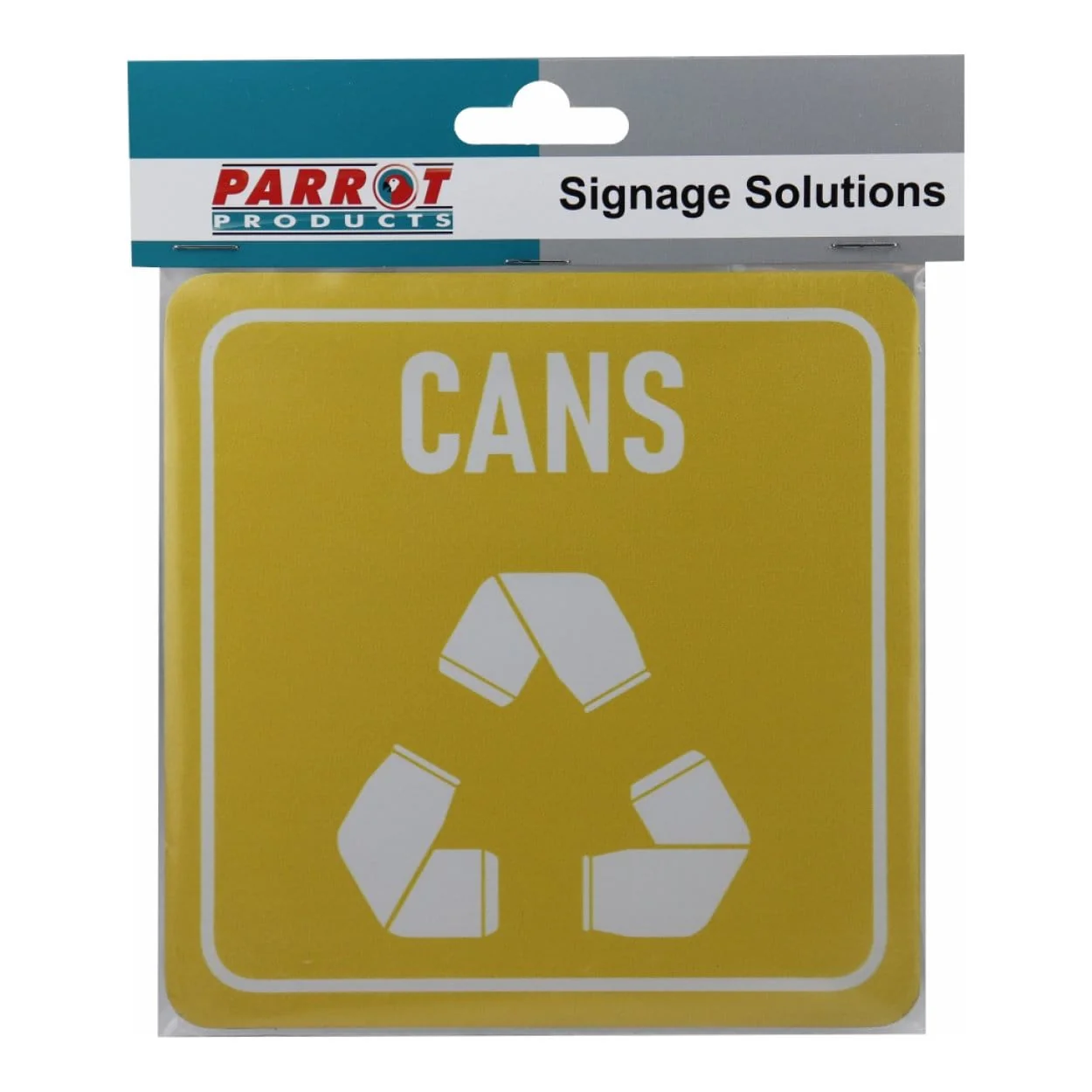 Parrot 150x150mm Cans Only Waste Recycle on White ACP Sign Yellow Print SN4120 - Image 4