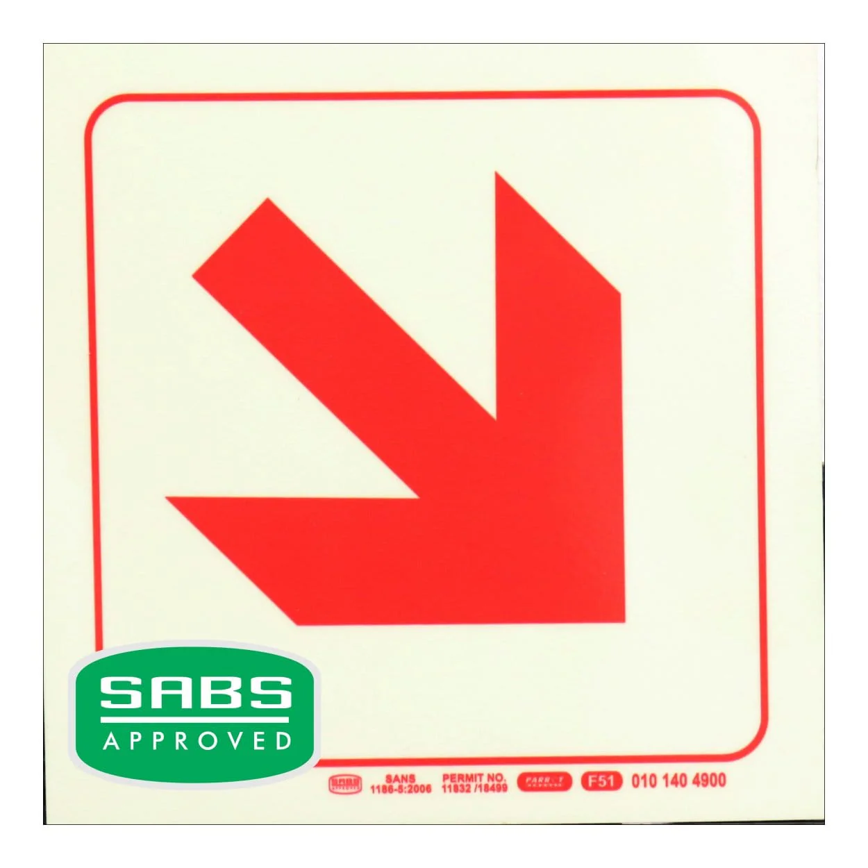 Parrot 190mm Photoluminescent F51 Diagonal Arrow Down And Right Safety Sign SNP19F51 - Image 4