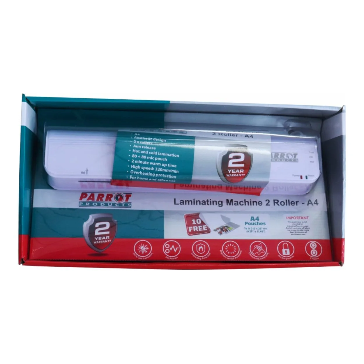 Parrot A4 Laminating Machine 2 Roller 320mm/min LF9040 - Image 14