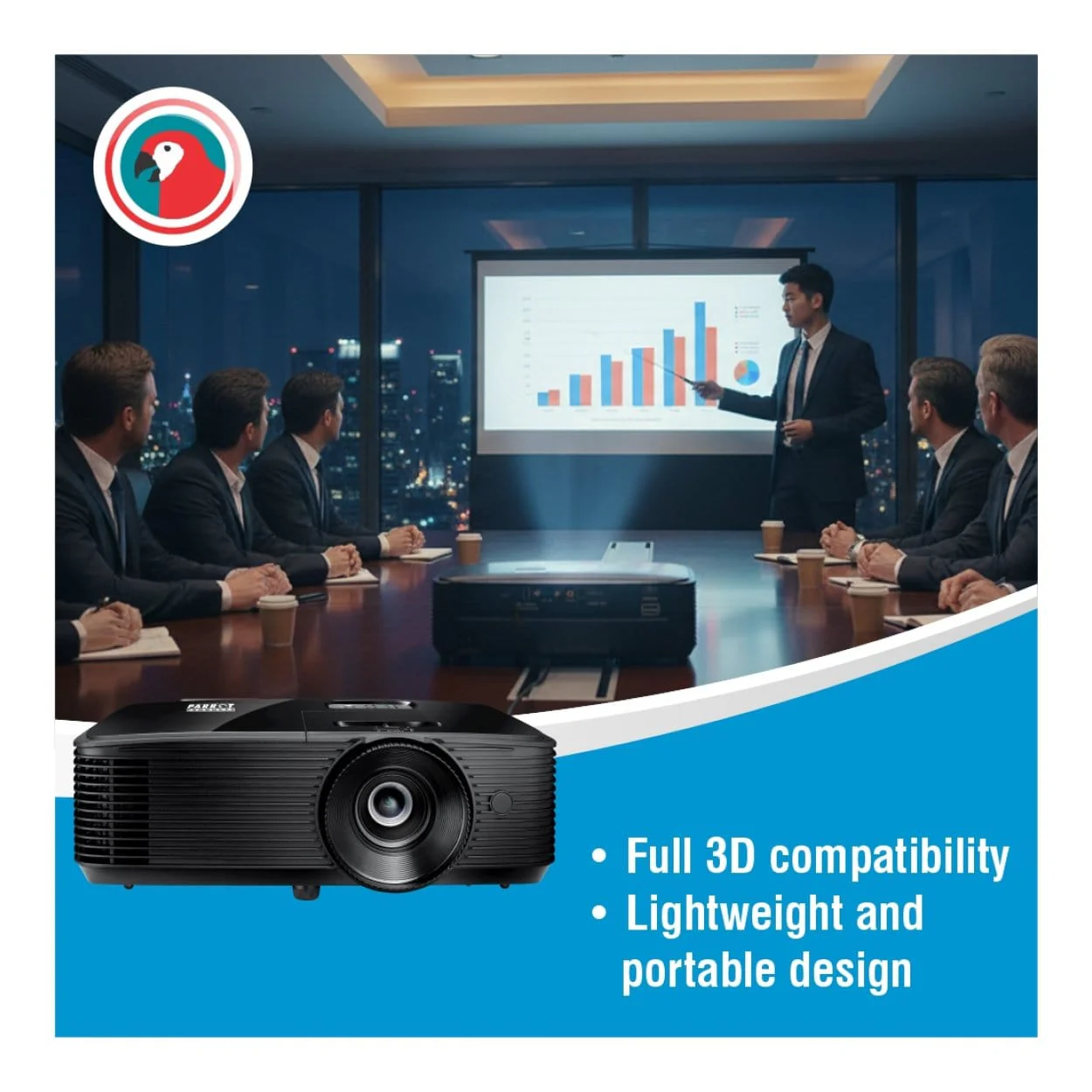 Parrot DLP SVGA 4000 ANSI Lumens Long Throw Projector OPS336 - Image 4