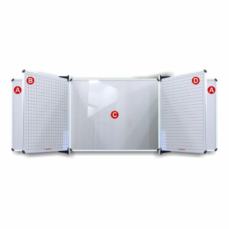 Parrot Educational Board Magnetic Whiteboard 1220x1210mm Squares and Lines Swing Leaf Option B ED4352 - Image 2