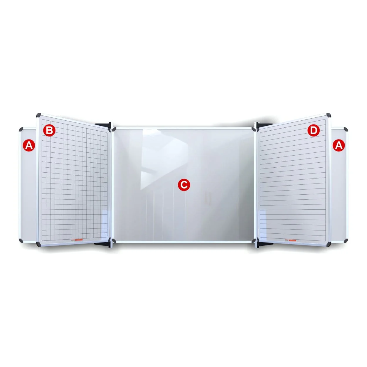 Parrot Educational Board Magnetic Whiteboard 1220x1210mm Squares and Lines Swing Leaf Option B ED4352 - Image 3