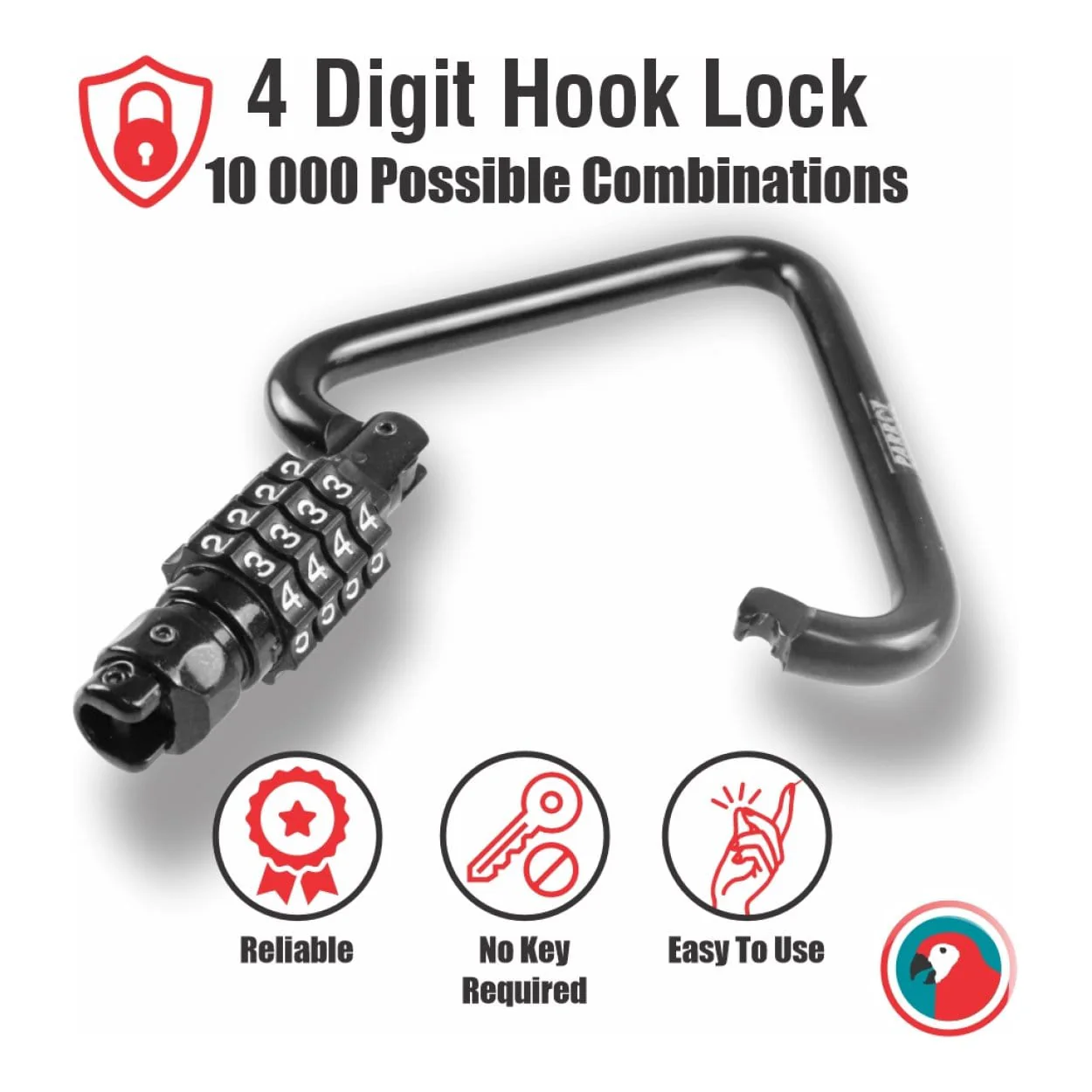Parrot Four Digit Hook Lock AL6302 - Image 2