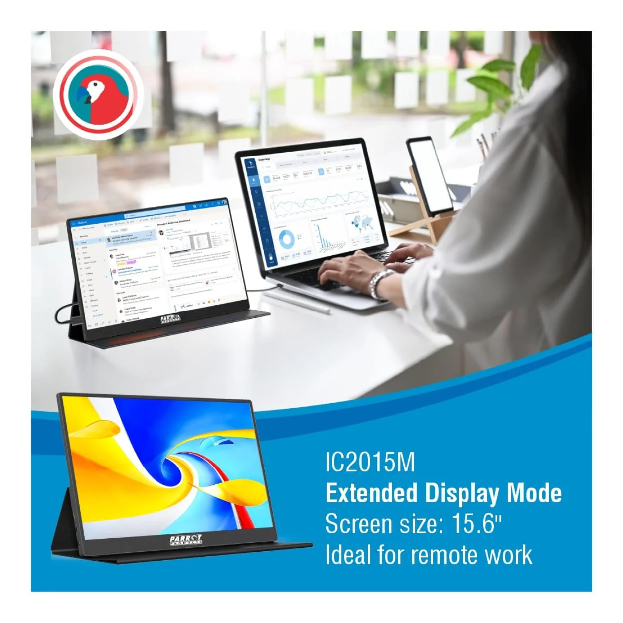 Parrot IC2015M 15.6-inch 1920 x 1080p FHD 16:9 60Hz 30ms LED IPS Portable Monitor - Image 8